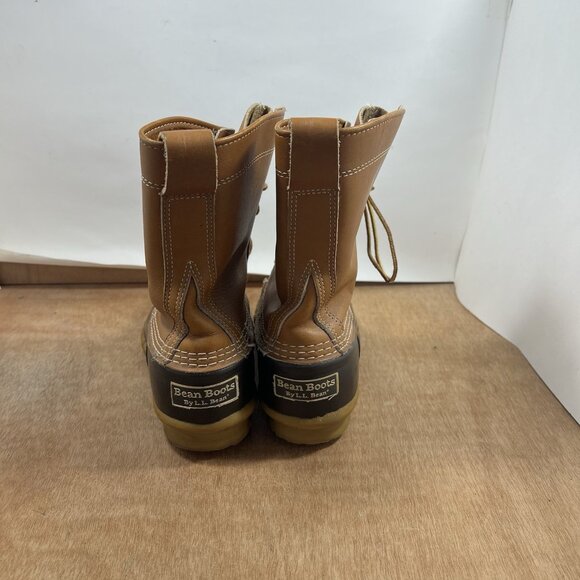 LL Bean Womens Bean Boots 8" Leather Unlined Duck Boots Brown Size 8 - Picture 4 of 8